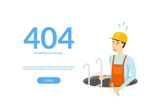 Error Page Not Found Web Page Template. Vector