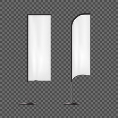 Realistic 3d Detailed White Blank Expo Banner Flag Template Mockup Set. Vector