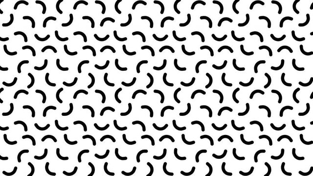 Set of retro black and white abstract backgrounds. Memphis style background with geometric shapes. 4K video.
