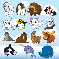Winter animals, Cute animals cartoon, animals Vector