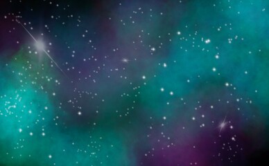 Abstract nebulous background with stars. Space background. Stardust. Shining stars. Realistic cosmos, color nebula. Milky Way. Colorful galaxy. Digital art drawing