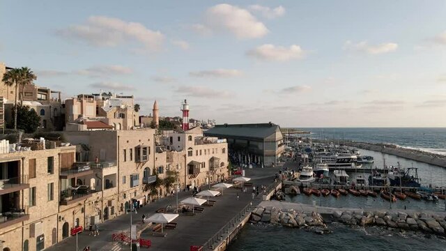 Drone Shot Tel Aviv Jaffa Israel Beach