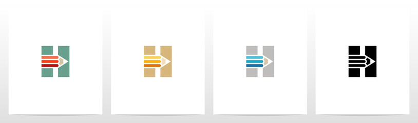 Pencil On Letter Logo Design H