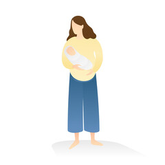 happy women holding her baby in arms. healthy baby, happy family, maternity leave, and happy motherhood. flat vector illustration