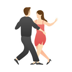 Fototapeta na wymiar couple dancing. man and woman at school, studio, and party. outdoor activity romantic couple scenes. romantic couple relationship in flat vector illustration.