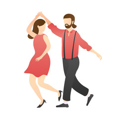 couple dancing. man and woman at school, studio, and party. outdoor activity romantic couple scenes. romantic couple relationship in flat vector illustration.