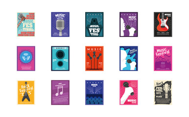 set of music festival posters