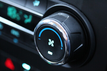 Close up of vehicle blower knob