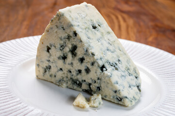 Cheese collection, piece of danish blue cheese with blue mold