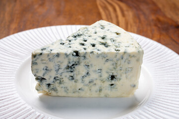 Cheese collection, piece of danish blue cheese with blue mold