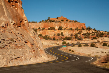 A curve in the road between Zion National Park and  Grand Staircase-Escalante National Monument, Utah