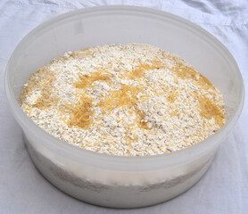Rice in flour mixture