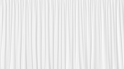 Beautiful white waving curtains abstract 3D background. White rippled silk cloth background. Silk curtains made of soft luxury fabric. 3d rendering.