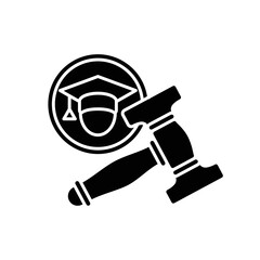 Student government black glyph icon. University student organization. High school leader. Student activity center representative. Silhouette symbol on white space. Vector isolated illustration