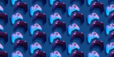 Seamless pattern with joyisticks. © nuclear_lily