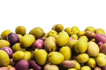 Tasty mix olives background.