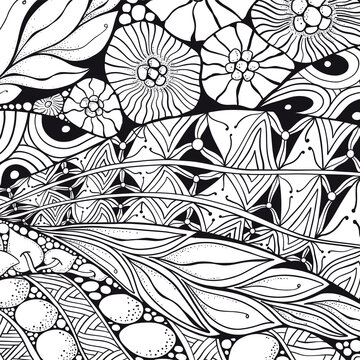 Artistically ethnic pattern. Hand-drawn, ethnic, floral, retro, doodle, vector, zentangle tribal design element. Pattern for coloring book