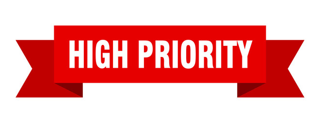 high priority ribbon. high priority paper band banner sign