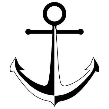Black and white anchor, 50x50 px vector icon