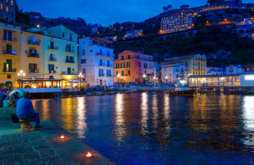 Scenic view of Marina Grande in the evening, Sorrento,  Amalfi сoast, Italy.