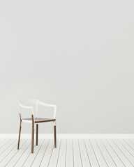 Fototapeta na wymiar Comfort space in house. White room with armchair. modern interior design. -3d rendering