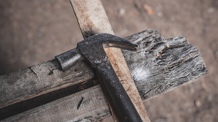 Old Rusty Hammer And Nails