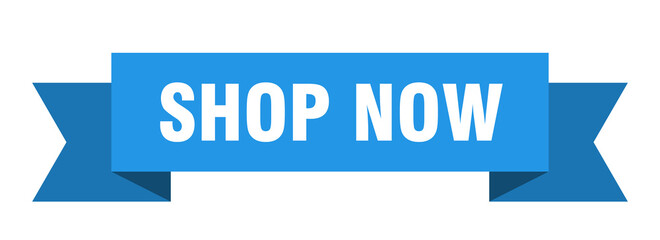 shop now ribbon. shop now paper band banner sign