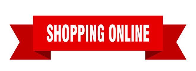 shopping online ribbon. shopping online paper band banner sign