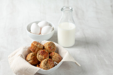 banana muffin with milk and egg