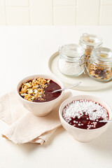 açai bowls with different topping