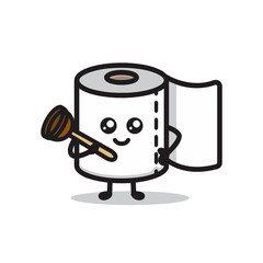 Toilet paper cute mascot design