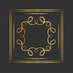 Gold art deco frame with ornament on gray background design of Retro decoration and gatsby theme Vector illustration