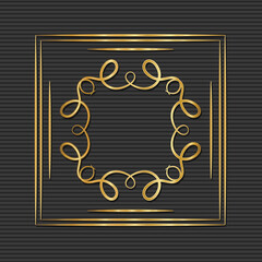 Gold art deco frame with ornament on gray background design of Retro decoration and gatsby theme Vector illustration