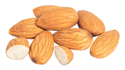 Almond isolated. Almonds on white background with clipping path