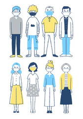 マスクをしている人々　セット