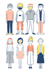 マスクをしている人々　セット