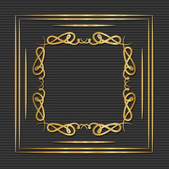 Gold art deco frame with ornament on gray background design of Retro decoration and gatsby theme Vector illustration