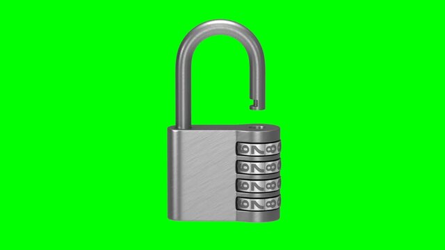 padlock on green background. Isolated 3D render