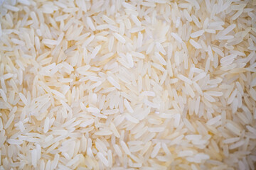 White long grain rice close up