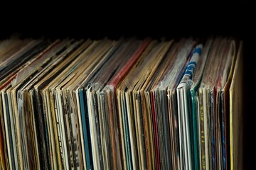 Vinyl Collection on the Black Background
