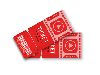 Tickets for attending an event or film on a transparent background. Beautiful modern travel flyers.