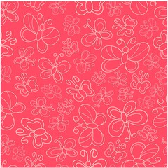 pattern seamless contour butterflies vector illustration doodle sketch insects nature cute for wrappers and backgrounds wallpaper