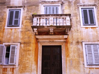 Old Rustic Residential Building with Window Shutters and a Balcony, Zadar, Croatia