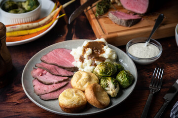 traditional british roast beef sunday lunch