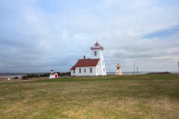 Fototapeta na wymiar Wood Islands Lighthouse, Prince Edward Island. One of the oldest lighthouses of the Maritime Provinces, Canada