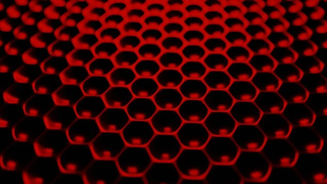 Rotating grill texture. Black notched grille. Grille in red illumination.
