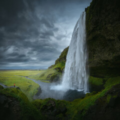 Seljalandsfoss waterfall in South Iceland. Beautiful nature landscape