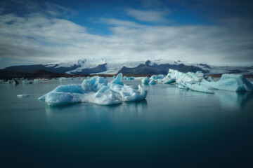 Fototapeta na wymiar Jokulsarlon Glacier Lagoon in East Iceland. Iceberg on the water