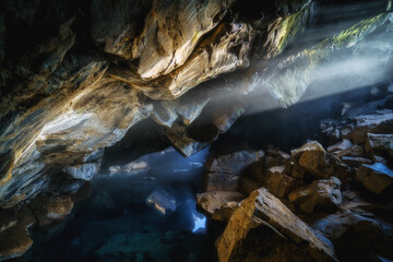 Obraz premium Grjotagja Cave near lake Myvatn in Northeast Iceland