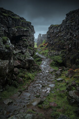 Icelandic nature landscape of Thingvellir National Park. West Iceland